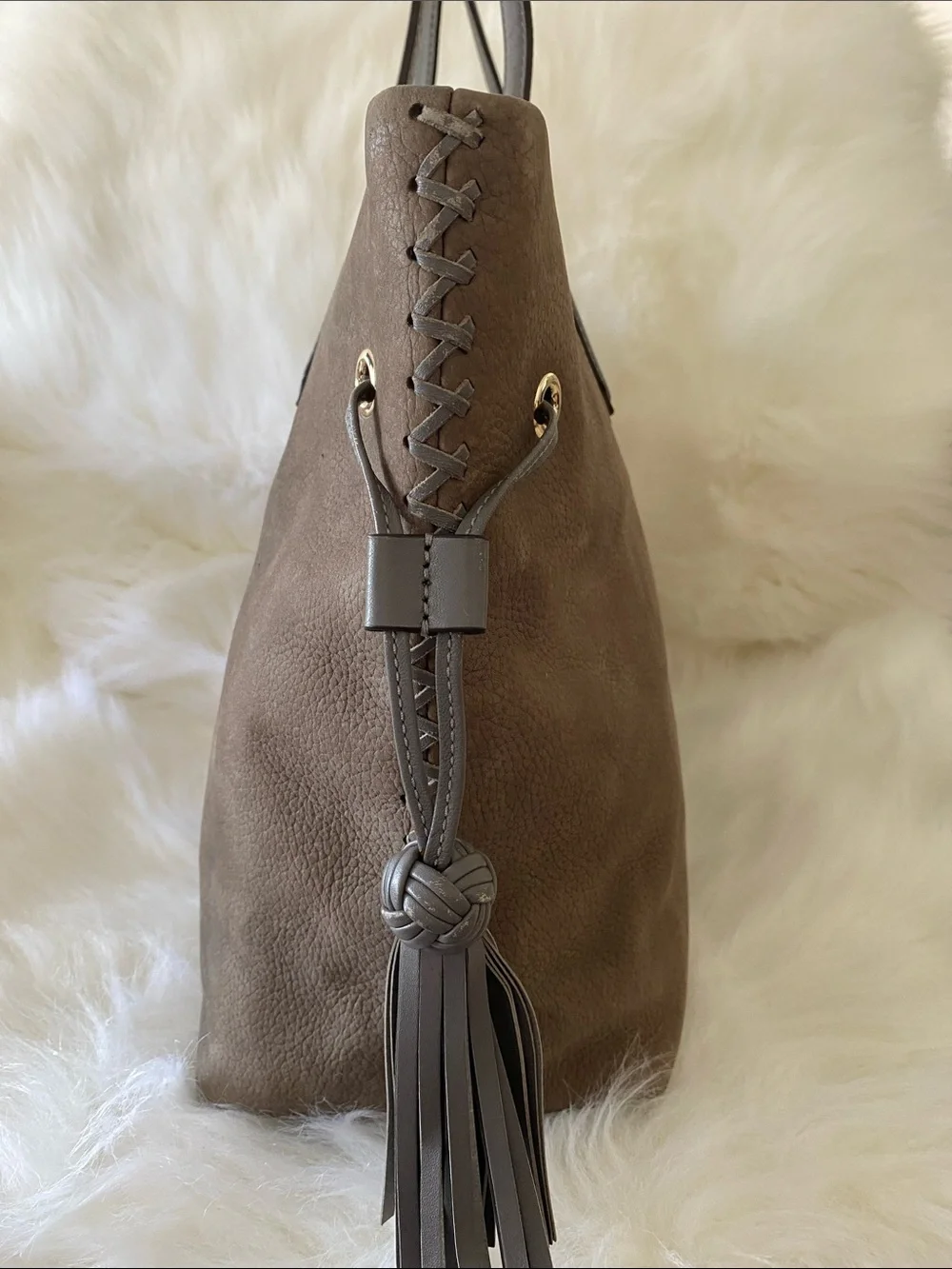 Kate Spade New York Pratt Street Brandice Suede Tote Bag in Taupe